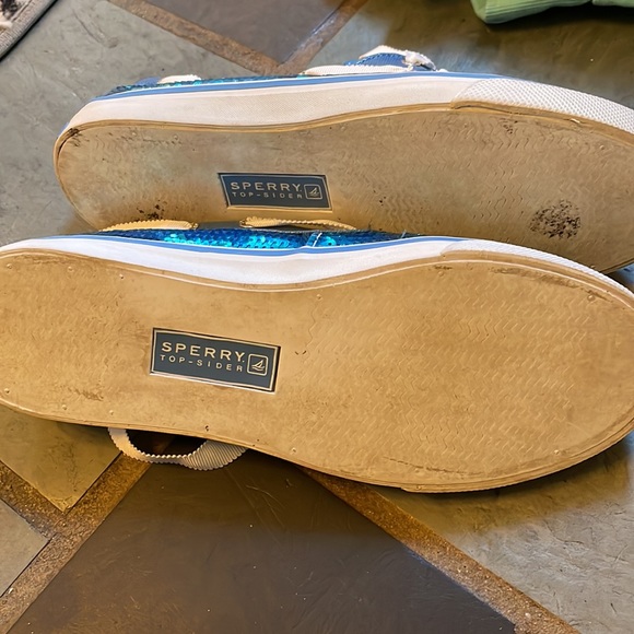 Sperry blue iridescent sequin Topsiders size 6.5 - Picture 4 of 4